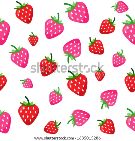Cute Strawberry seamless pattern on white background.