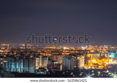 Night Ukrainian city views from a height