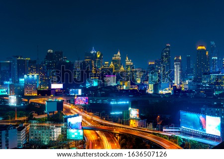 Bangkok. The skyline of the capital city of Bangkok That shines and skyscrapers at night