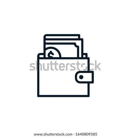 Wallet, purse outline icons. Vector illustration. Editable stroke. Isolated icon suitable for web, infographics, interface and apps.