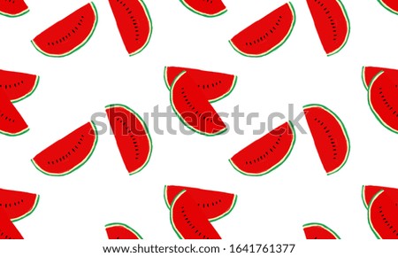 Half of watermelon pieces pattern design on white background.