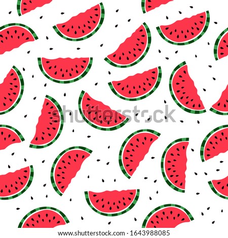Pieces of watermelon seamless pattern. Summer vector background.