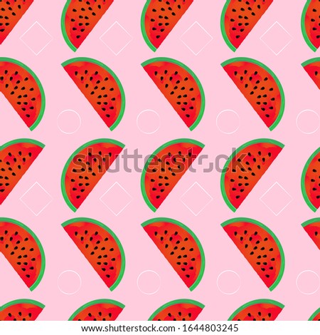 EPS 10 vector. Seamless pattern with watermelon on pink.