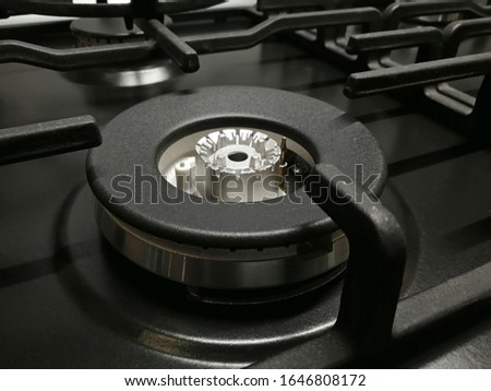 Close-up view of the gas stove and burner