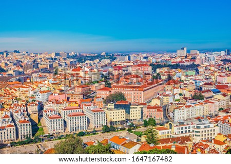 Colorful top view on Lisbon, Portugal.