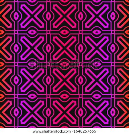  Pattern Paper For Scrapbook. Abstract Geometric Seamless Ornament. Black purple color.