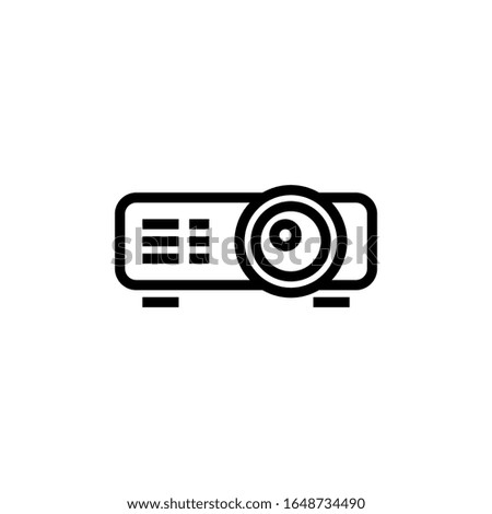 Projector vector icon in outline, linear style isolated on white background