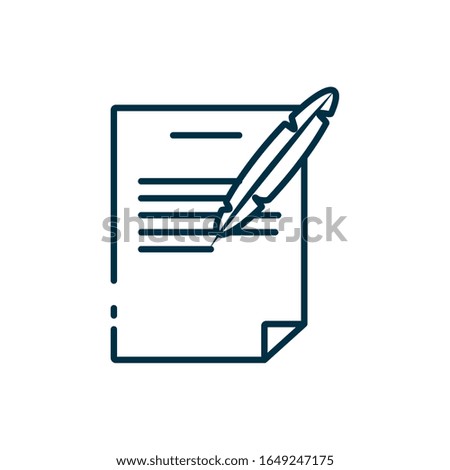Document and feather line style icon design, Data archive storage organize business office and information theme Vector illustration