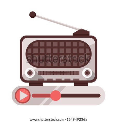 radio old device with media player bar vector illustration design