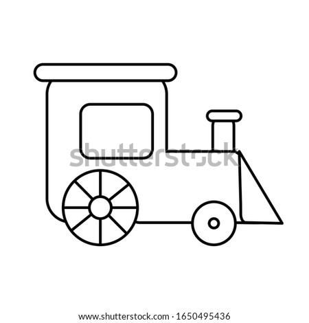 Coloring page outline of train toy. Simple shapes. Vector illustration, coloring book for kids.
