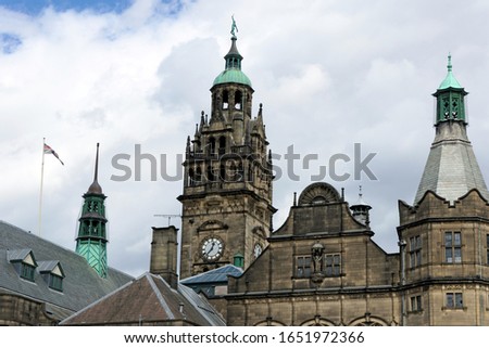 The Clock Tower and the Sheffield Town Hall in Sheffield, England.