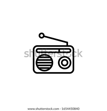 Radio vector icon in linear, outline icon isolated on white background