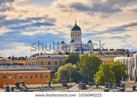 Scenic view to Lutheran Helsinki cathedral in the capital of Finland