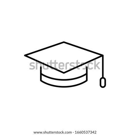 Vector Education icon. Cap, college graduate hat, study button. 