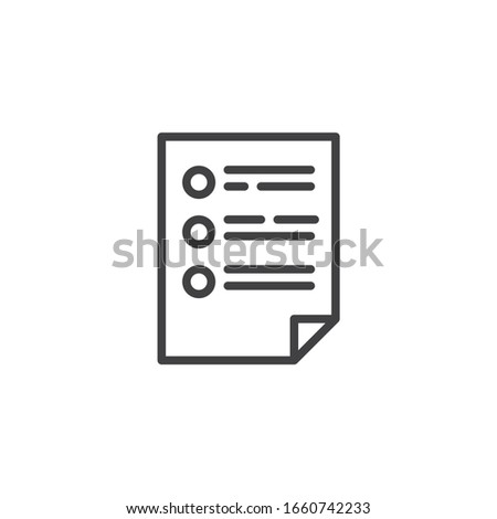 Checklist document line icon. linear style sign for mobile concept and web design. Check list file outline vector icon. Symbol, logo illustration. Vector graphics