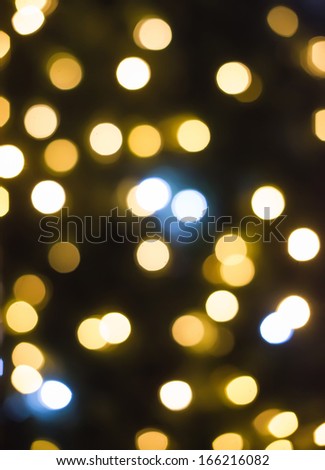 Christmas lights in shopping center. Bokeh