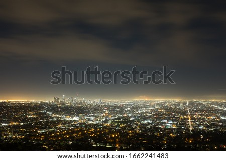 los Angeles panorama view during night