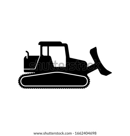 bulldozer vector icon illustration. silhouette of Bulldozer in flat design