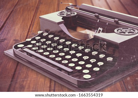 Retro classic typewriter on wooden desk