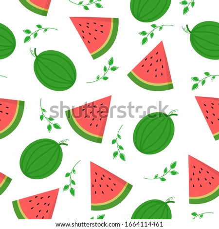 Watermelon seamless pattern on white background.