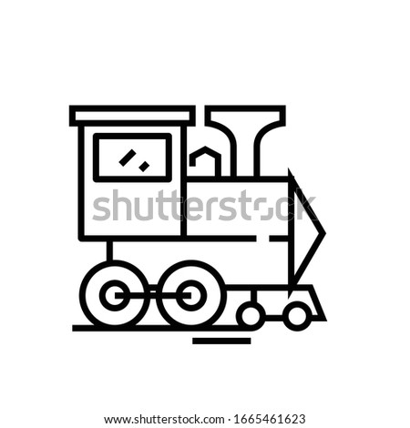 Steam locomotive line icon, concept sign, outline vector illustration, linear symbol.