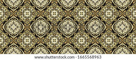 Gold Ethnic Floor Gold Indian Floral Pattern. Tribal Geometric Pattern Boho. Watercolor Geometric Batik Tile. Vintage Seamless Design. Gold Oriental Endless Stars. Golden Floral Flower Print.