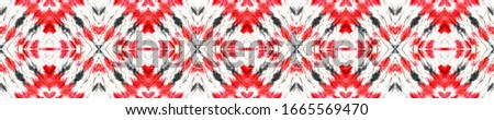 Geometric Painting. Seamless Tie Dye Rapport. Ikat Indonesian Design. Abstract Kaleidoscope Motif. Red, Black, White Seamless Texture. Ethnic Geometric Hand Painting.