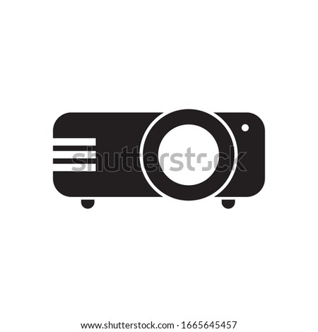 projector silhouette style icon design, movie cinema video film media entertainment show motion and presentation theme Vector illustration