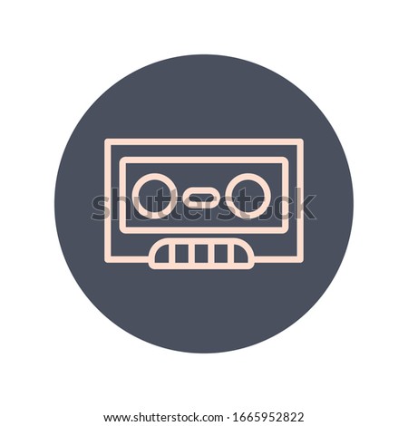 casette retro music block and line icon vectro illustration design