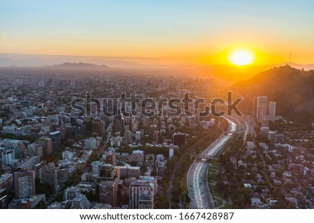 Aerial view of downtown Santiago, Chile