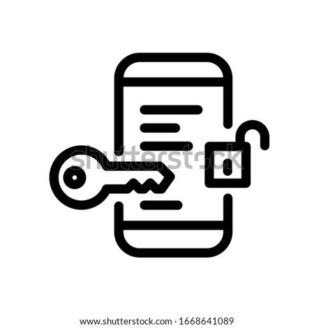 Mobile Security Icon. Vector icons on a white background. Trendy linear icon. Icon for website and print. Logo, emblem, symbol. Interface element. Pixel Perfect.