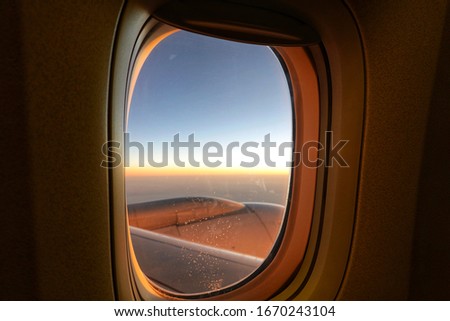 Outside view of window within airplane