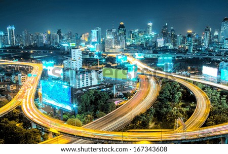 Bangkok High Angle View At Twilight