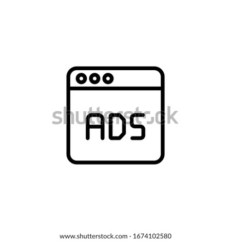 Ads icon vector in linear, outline icon isolated on white background