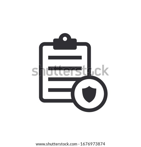 Tasks. Clipboard icon. Signed approved document icon. Document protection. Personal information security. Data protection and File security. File access. Safe polling. Survey. Worksheet sign. Shield 