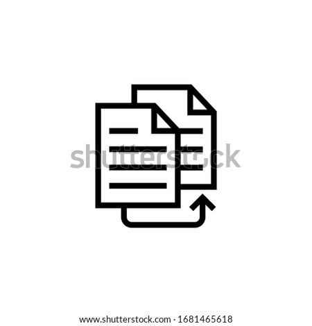Duplicate vector icon in linear, outline icon isolated on white background