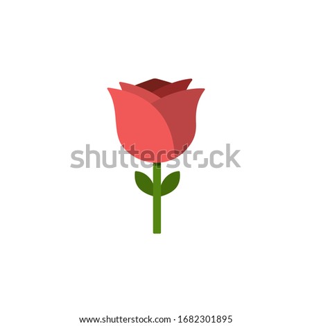 Rose. Flat color icon. Flower vector illustration