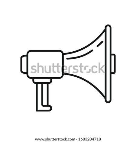 audio Megaphone outline icon. Vector audio Megaphone in outline style isolated on white background. Element for web, game and advertising