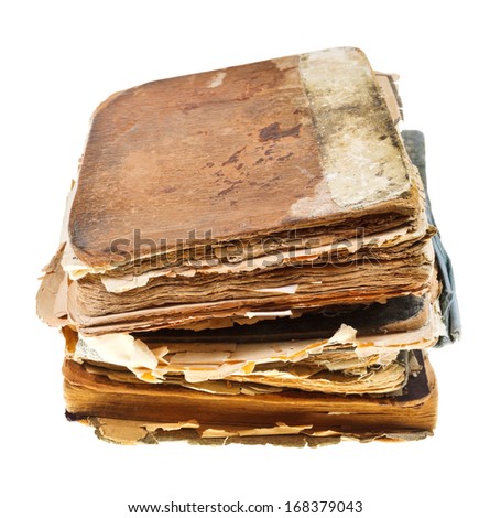 stack of manuscripts isolated on white background