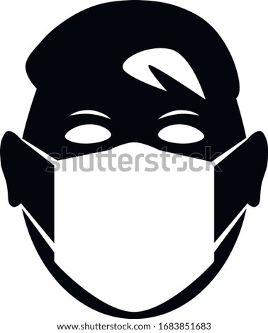 Vector image of a person's face in a medical mask. COVID-19 concept sign