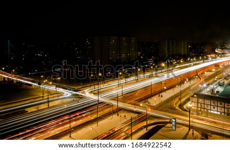 View of the highway traffic at night