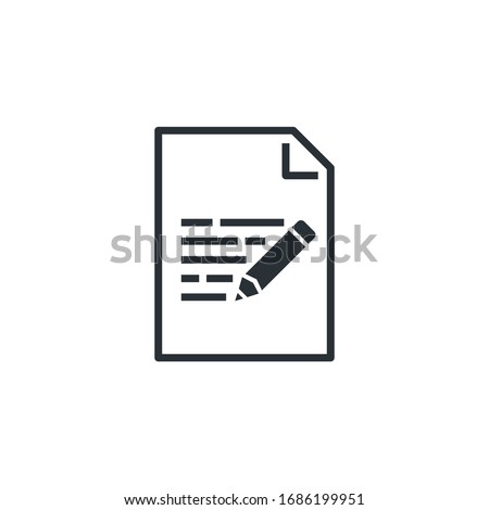 Written document and pencil icon.  Flat vector image on white background,