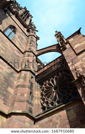 Facade detail of the minster in Freiburg