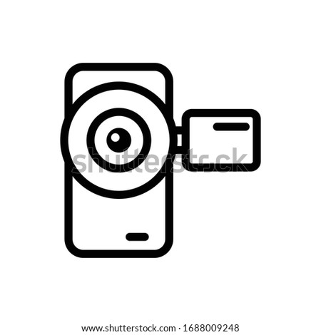 Video Camera vector outline icon. Electronics style illustration.