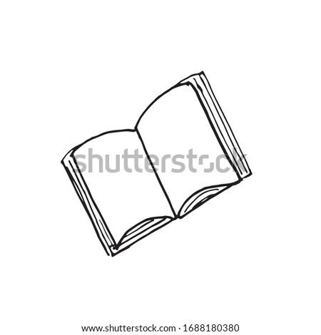 Simple book isolated on white background. Hand drawn vector illustration in cartoon doodle style. Element for rest, decorating, learning, print. Concept of school, university, recipe