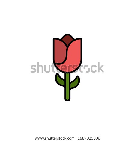 Tulip. Filled color icon. Flower vector illustration