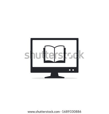 Reading books on the Internet, E-reading, Internet library, online book store, remote education Vector icon.