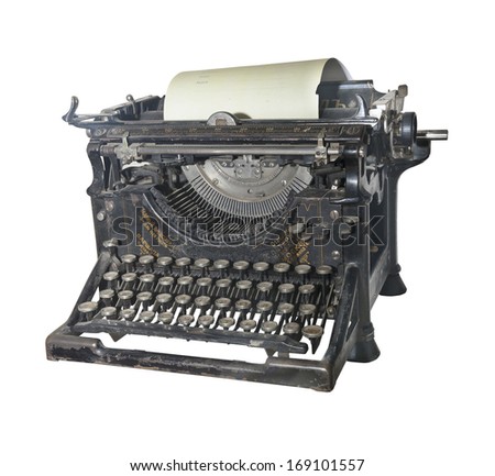 The typewriter of the beginning of 20 centuries- is isolated on the white