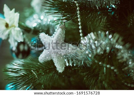 Details of decorated new year tree