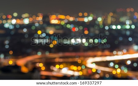 Bangkok cityscape which can see expressway at twilight time, Blurred Photo bokeh